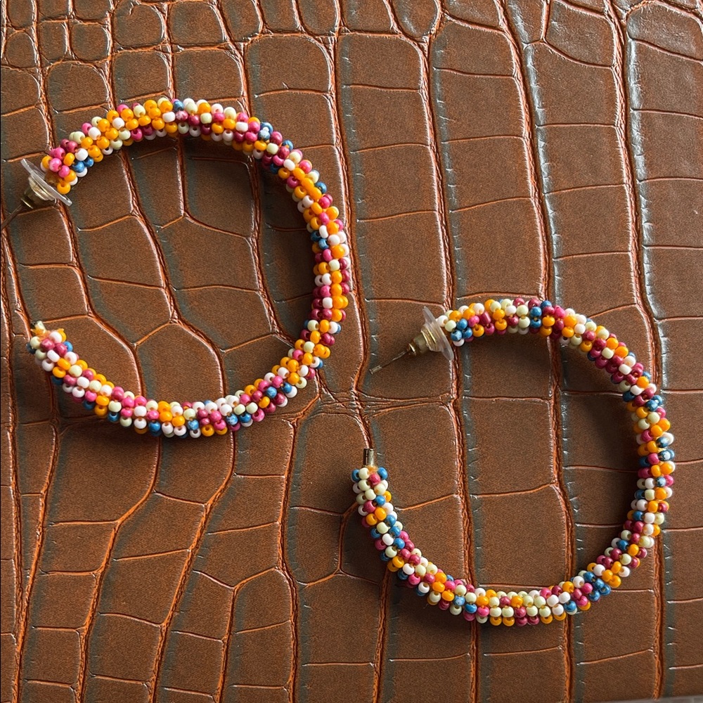 Colorful “Candy” Beaded Hoop Earrings